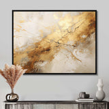 Beige And Gold Marble Lightning I - Abstract Canvas Wall Art