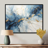 White And Blue Thunderstorm Marble - Landscapes Canvas Wall Art