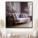 Lilac Couch Adorned With Gilded Accents I - Floral Canvas Wall Art