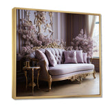 Lilac Couch Adorned With Gilded Accents I - Floral Canvas Wall Art