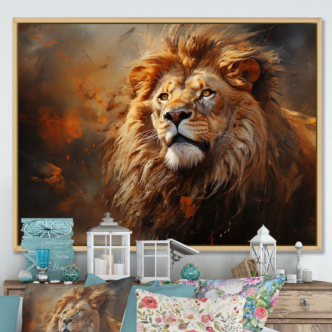 Shimmering Golden Lion Reflections - Lion Home Decor Art