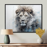 Grey And Blue Savannah Royalty Lion - Lion Large Canvas Wall Art
