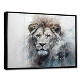 Grey And Blue Savannah Royalty Lion - Lion Large Canvas Wall Art