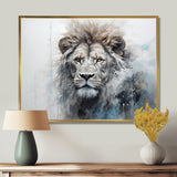 Grey And Blue Savannah Royalty Lion - Lion Large Canvas Wall Art