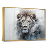 Grey And Blue Savannah Royalty Lion - Lion Large Canvas Wall Art