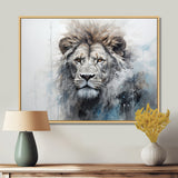 Grey And Blue Savannah Royalty Lion - Lion Large Canvas Wall Art