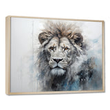 Grey And Blue Savannah Royalty Lion - Lion Large Canvas Wall Art