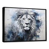 Grey And Blue Savannah Royalty Lion II - Animals Canvas Wall Art