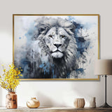 Grey And Blue Savannah Royalty Lion II - Animals Canvas Wall Art