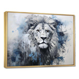 Grey And Blue Savannah Royalty Lion II - Animals Canvas Wall Art