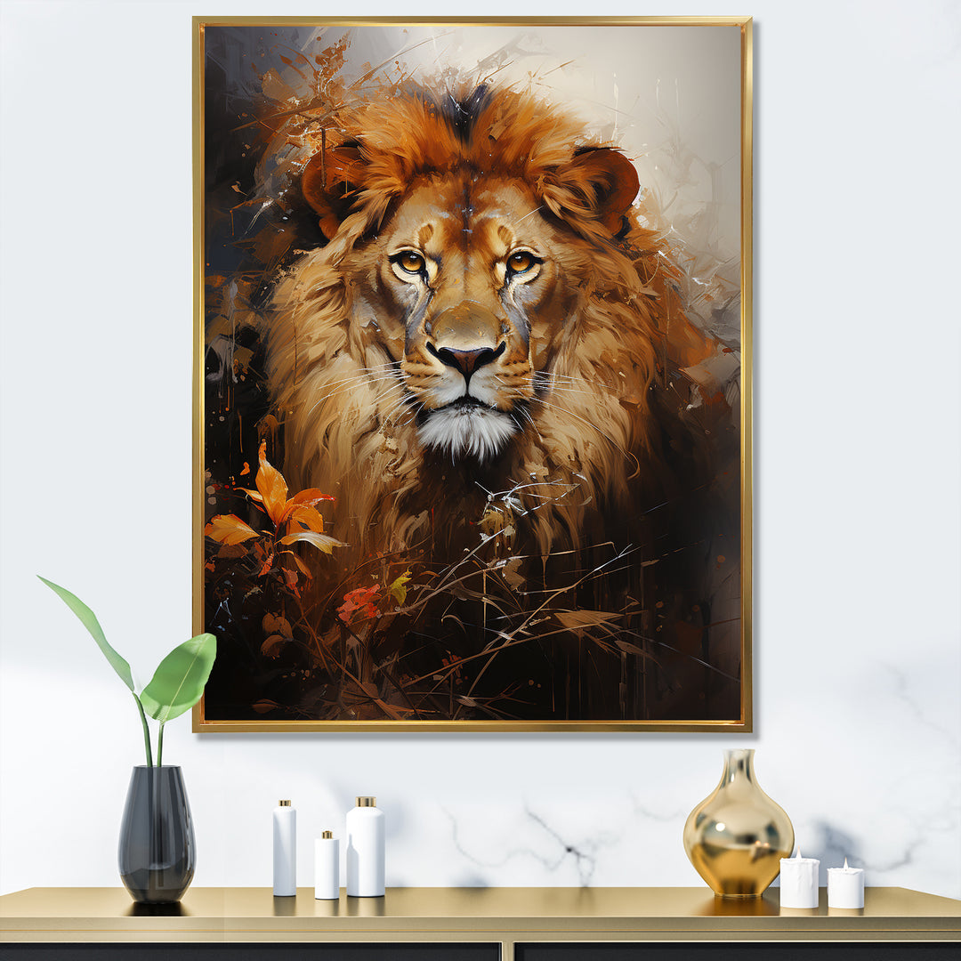 Mighty Monarchs Lion Portrait - Lion Living Room Wall Art