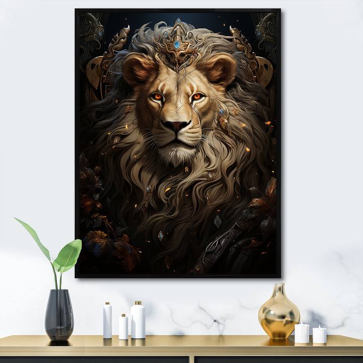 Regal Elegant Ruler Lion - Lion Large Canvas Wall Art