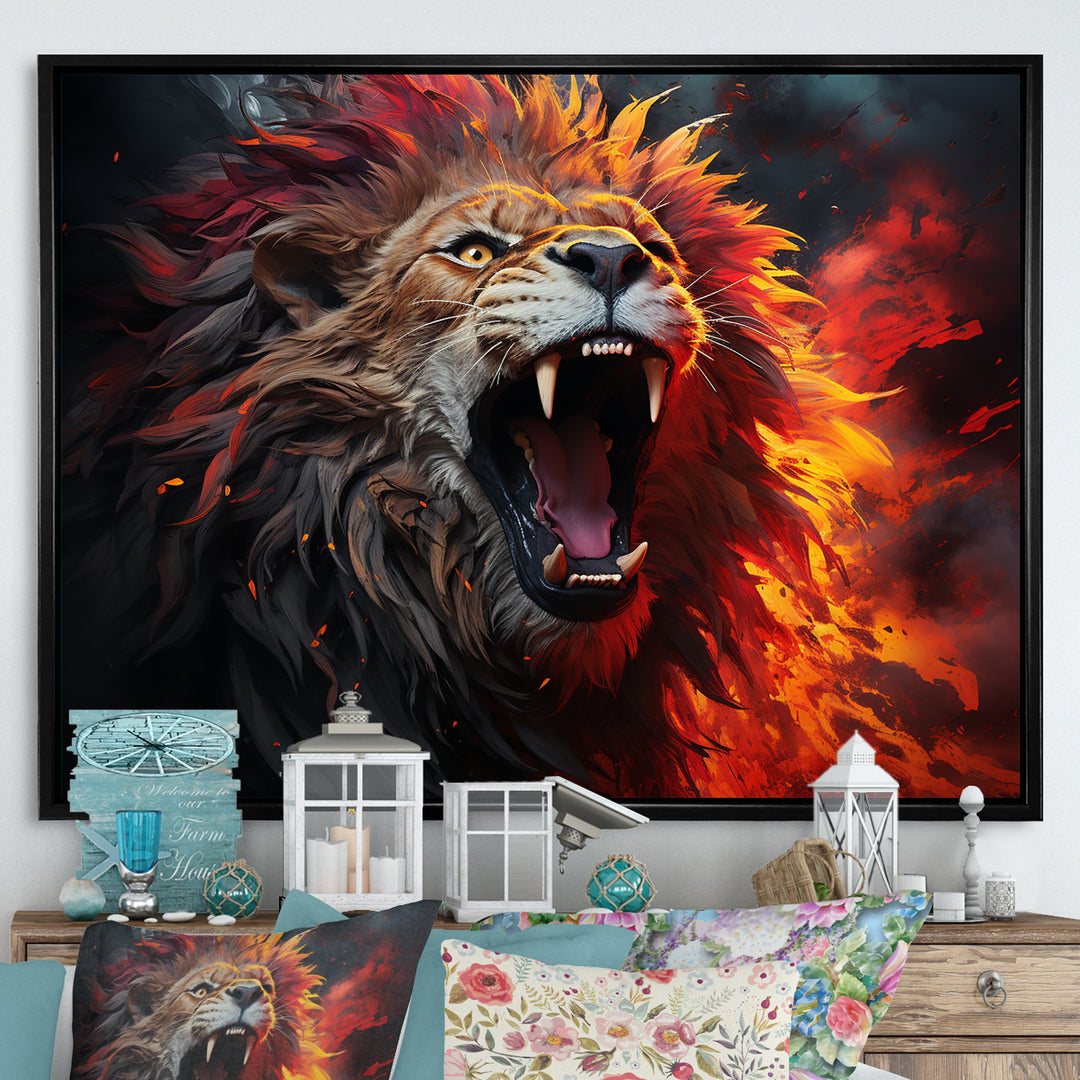 Lions Roaring Echoes - Lion Living Room Wall Art