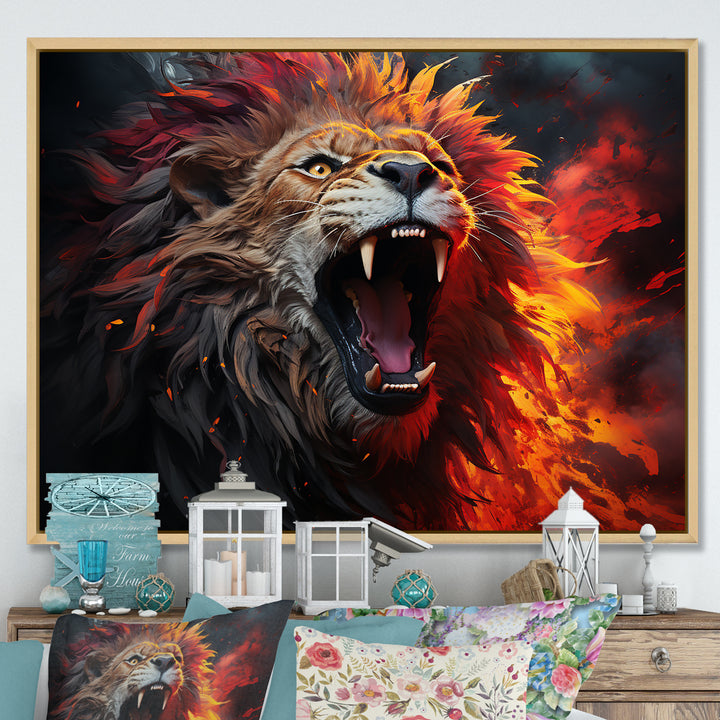 Lions Roaring Echoes - Lion Living Room Wall Art