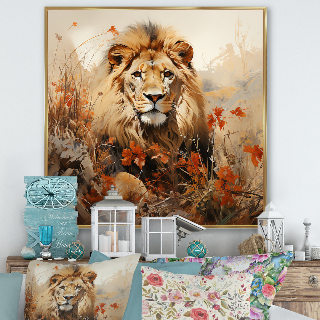 Lion Savannah Dreams - Lion Canvas Wall Art