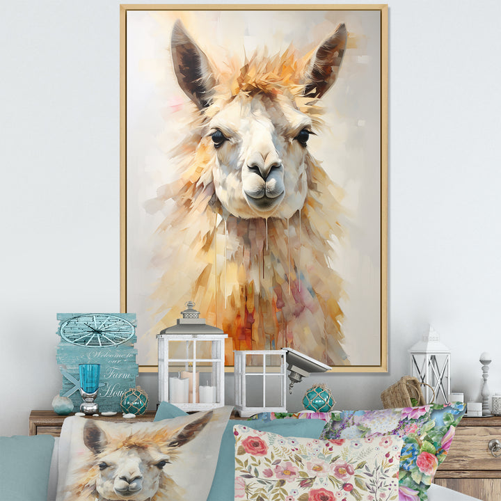 Furry Llama Portrait - Llama Wall Art Prints