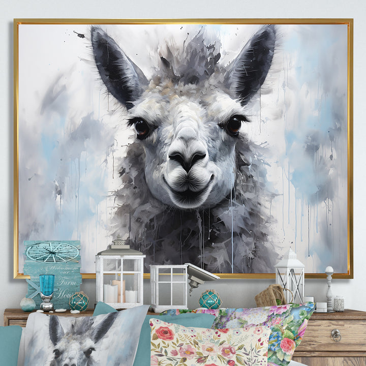 Grey Llama Portrait - Gray Llama Wall Art
