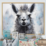 Grey Llama Portrait - Gray Llama Wall Art