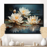 Lotus Blossoms Bathed In Moonlight - Floral Canvas Wall Art