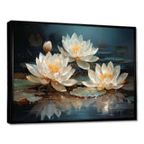 Lotus Blossoms Bathed In Moonlight - Floral Canvas Wall Art