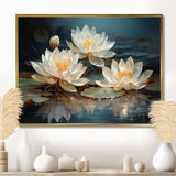 Lotus Blossoms Bathed In Moonlight - Floral Canvas Wall Art