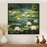 Magical Lotus Lily Pad Pond - Floral Canvas Wall Art