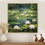 Magical Lotus Lily Pad Pond - Floral Canvas Wall Art