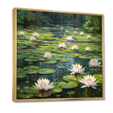 Magical Lotus Lily Pad Pond - Floral Canvas Wall Art