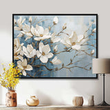 Blue And Gold Painted Magnolias VI - Floral Canvas Wall Art