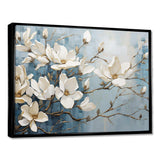 Blue And Gold Painted Magnolias VI - Floral Canvas Wall Art