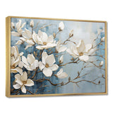 Blue And Gold Painted Magnolias VI - Floral Canvas Wall Art