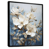 Blue And White Painted Magnolias - Floral Canvas Wall Art