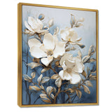 Blue And White Painted Magnolias - Floral Canvas Wall Art