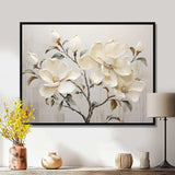 Beige And Green Magnolias Flower Blossum - Floral Canvas Wall Art