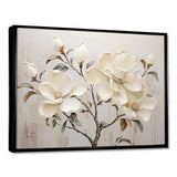 Beige And Green Magnolias Flower Blossum - Floral Canvas Wall Art