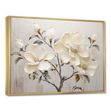 Beige And Green Magnolias Flower Blossum - Floral Canvas Wall Art