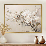 Beige Dreamy Magnolias Blooms I - Floral Canvas Wall Art