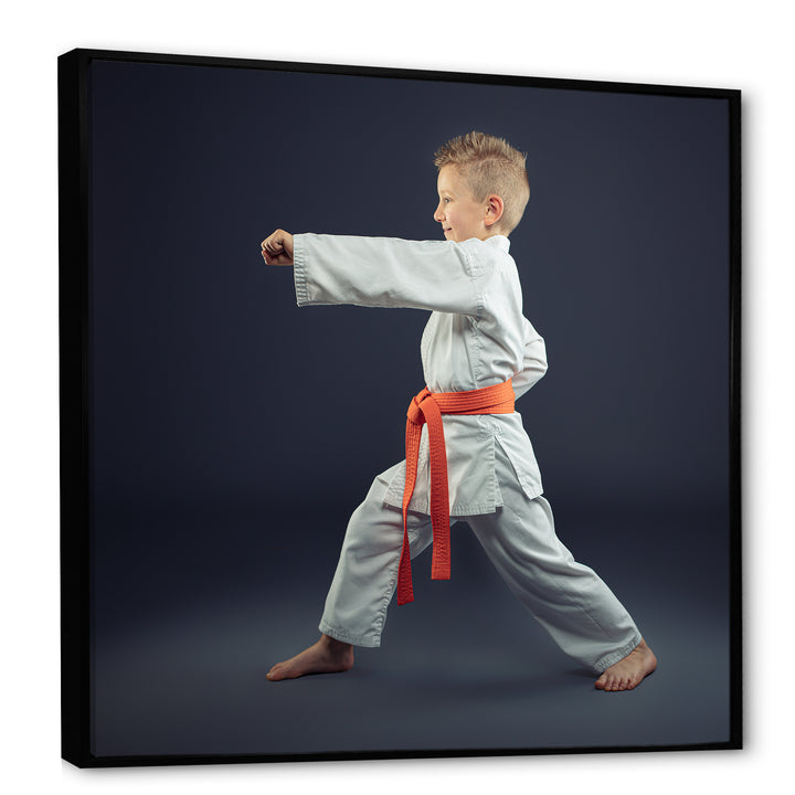 Martial Arts Karate Child Orange Belt Training Studio - Martial Arts Canvas Wall Art