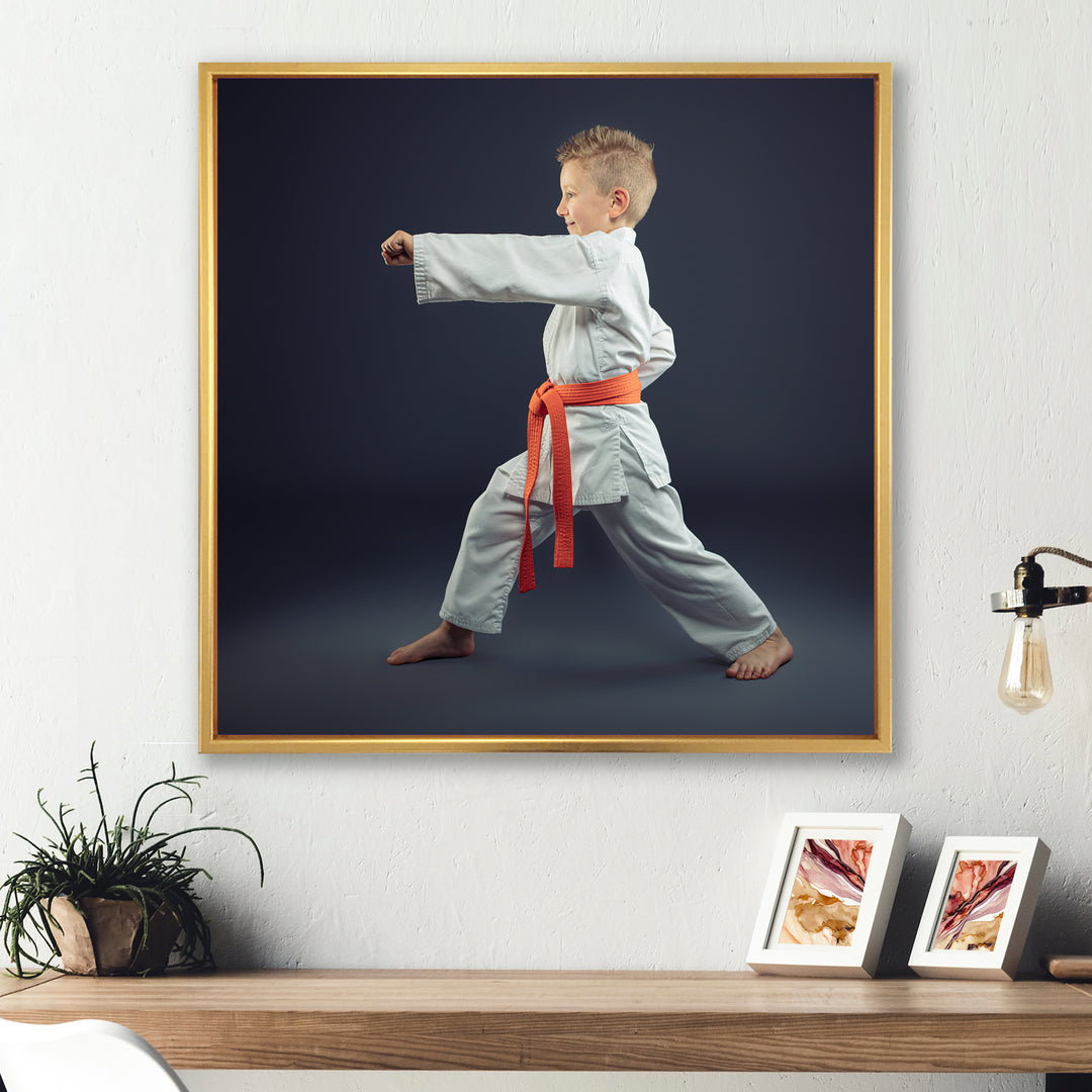 Martial Arts Karate Child Orange Belt Training Studio - Martial Arts Canvas Wall Art