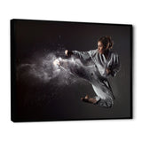Karate Girl Mid Air Kick - Martial Arts Canvas Wall Art