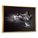 Karate Girl Mid Air Kick - Martial Arts Canvas Wall Art