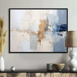 White And Blue Paint Fusion - Abstract Canvas Wall Art