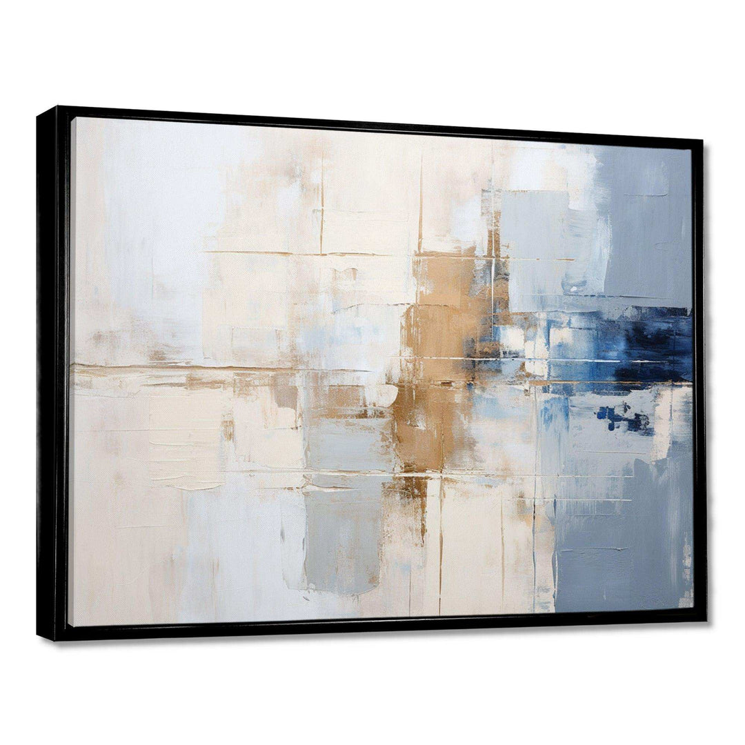 White And Blue Paint Fusion - Abstract Canvas Wall Art