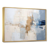 White And Blue Paint Fusion - Abstract Canvas Wall Art