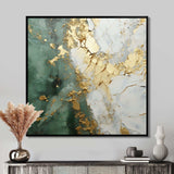 Gold And Green Paint Fusion - Abstract Canvas Wall Art