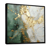 Gold And Green Paint Fusion - Abstract Canvas Wall Art