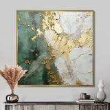 Gold And Green Paint Fusion - Abstract Canvas Wall Art