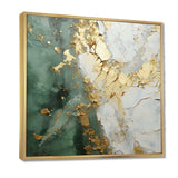 Gold And Green Paint Fusion - Abstract Canvas Wall Art