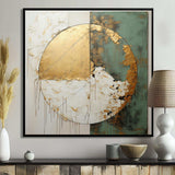 Gold And Green Paint Fusion I - Abstract Canvas Wall Art