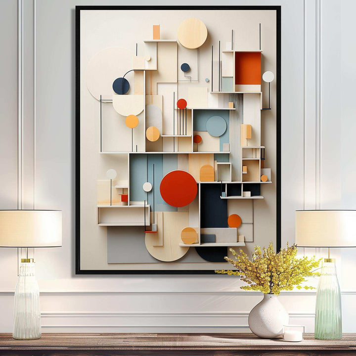 Abstract Geometric White And Blue Essential Forms - Abstract Canvas Wall Art